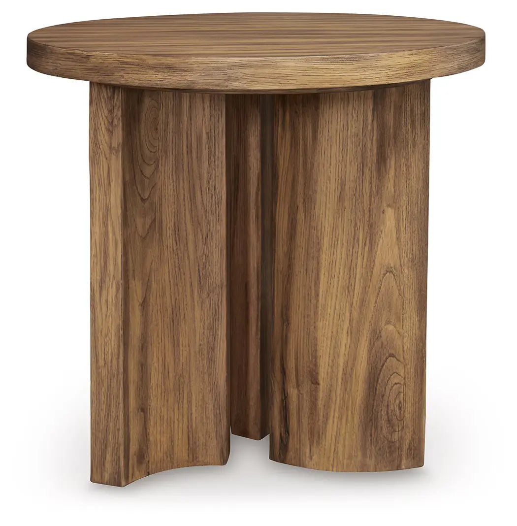 Austanny - Warm Brown - Round End Table 2