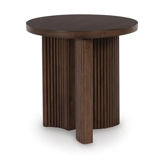 Korestone - Dark Brown - Round End Table