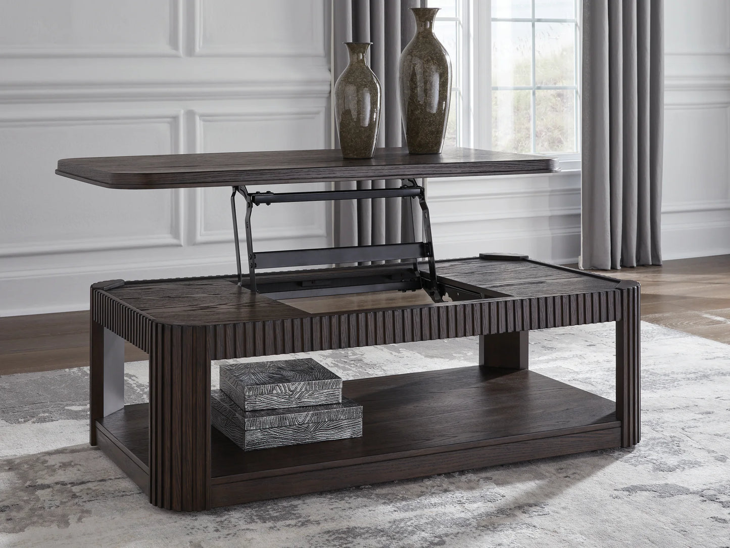 Carlibrie - Warm Brown - Lift Top Cocktail Table
