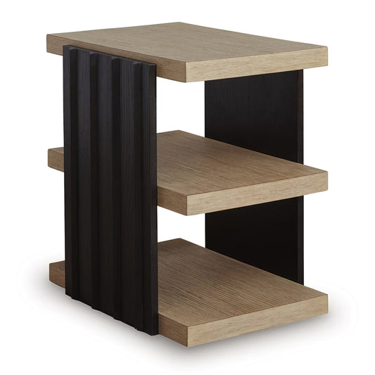 Rylandyn - Rectangular End Table - Black / Light Brown