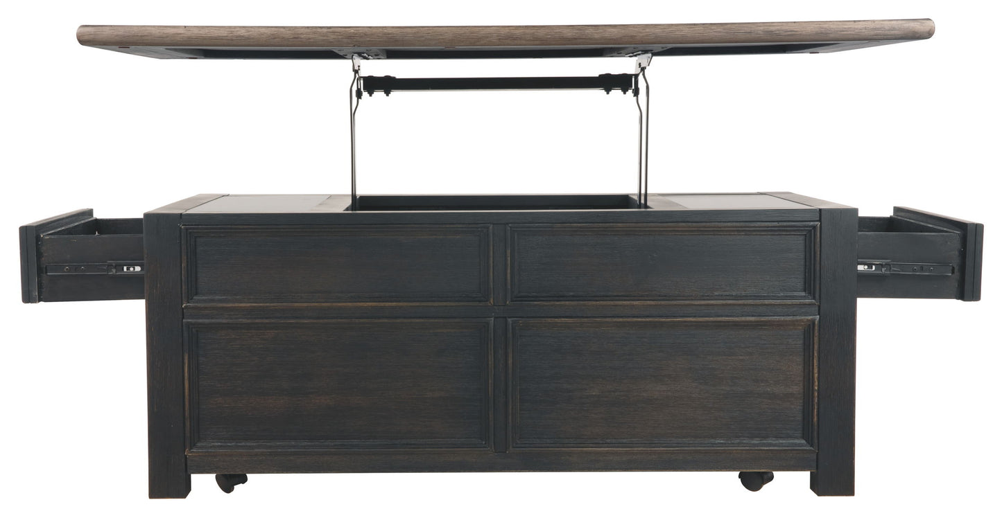 Tyler - Grayish Brown / Black - Lift Top Cocktail Table