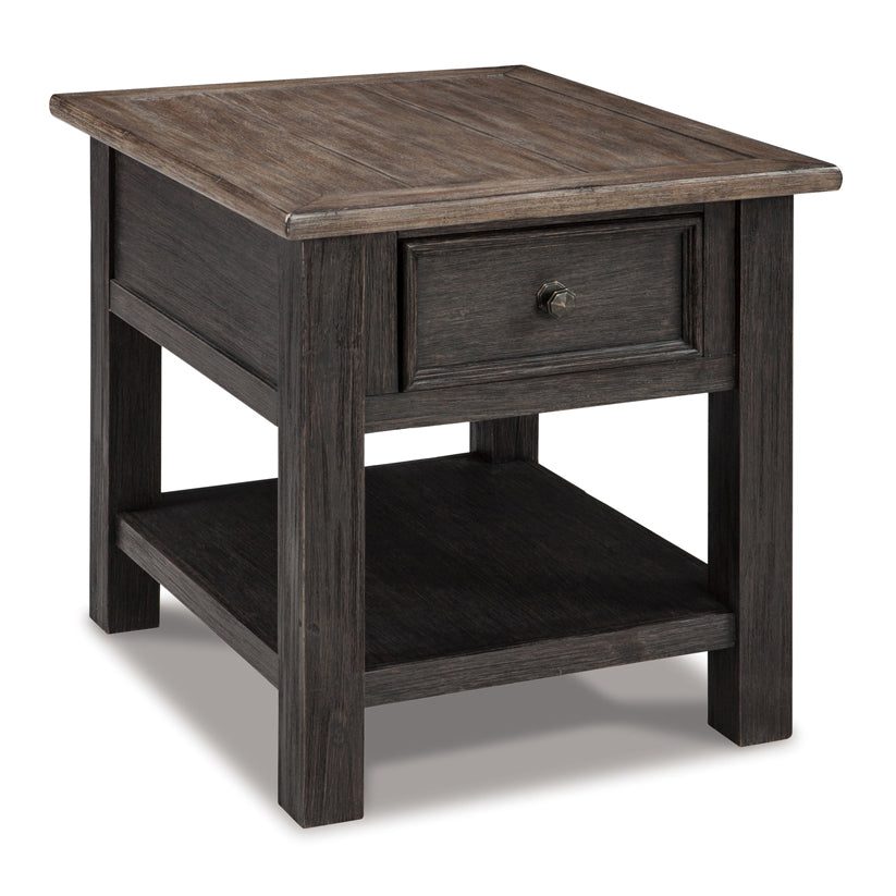 Tyler - Grayish Brown / Black - Rectangular End Table