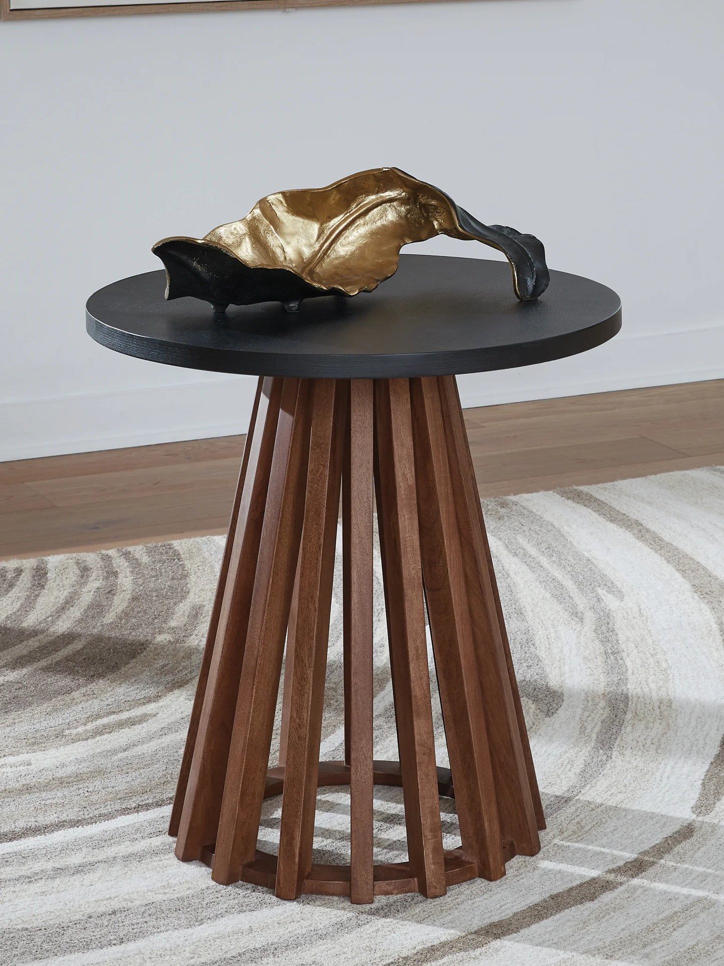 Kallari - Warm Brown / Black - Round End Table