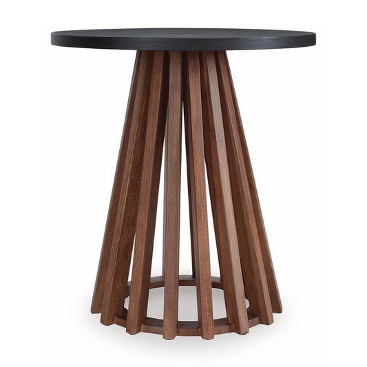 Kallari - Warm Brown / Black - Round End Table