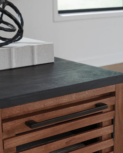 Kallari - Warm Brown / Black - Chair Side End Table