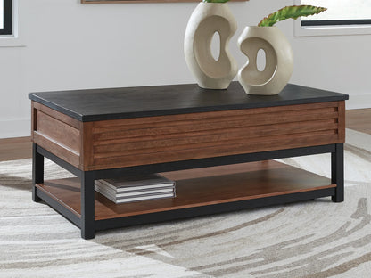 Kallari - Warm Brown / Black - Lift Top Cocktail Table