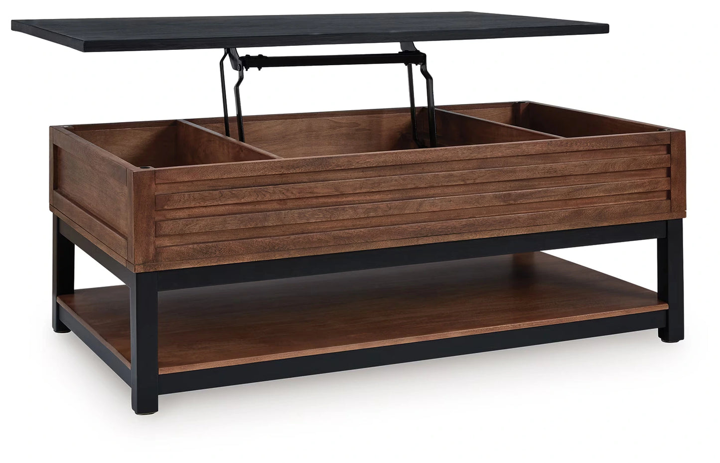 Kallari - Warm Brown / Black - Lift Top Cocktail Table