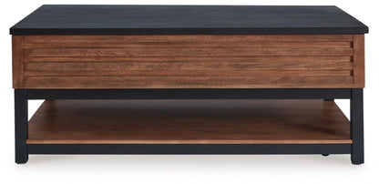 Kallari - Warm Brown / Black - Lift Top Cocktail Table