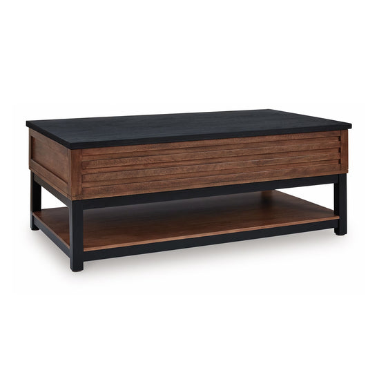Kallari - Warm Brown / Black - Lift Top Cocktail Table
