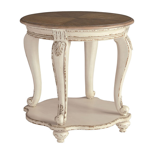 Realyn - White / Brown - Round End Table