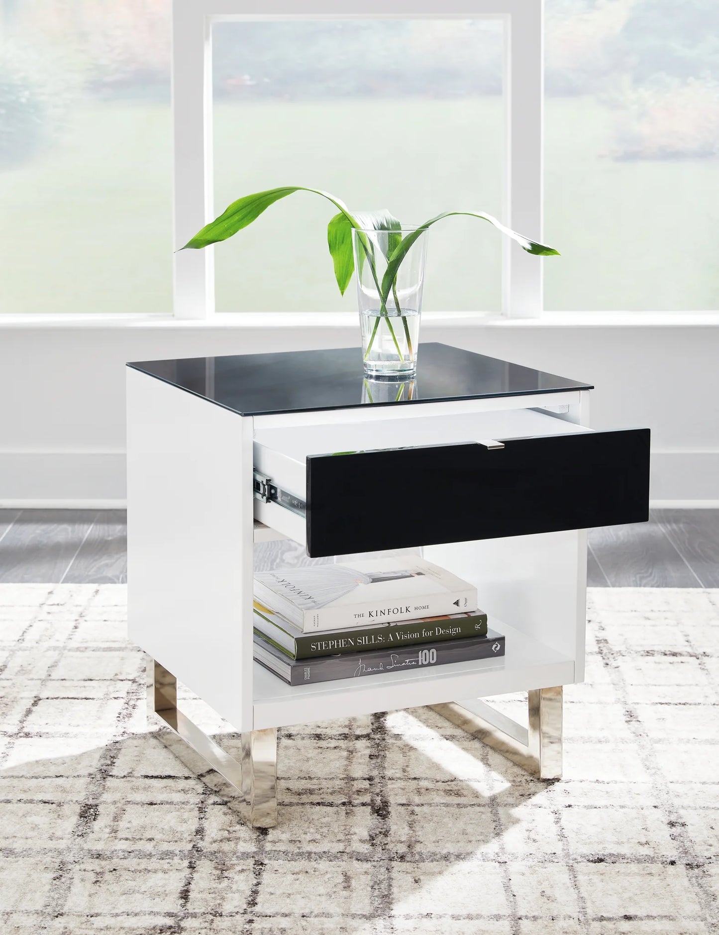 Gardoni - White / Black - Rectangular End Table-6