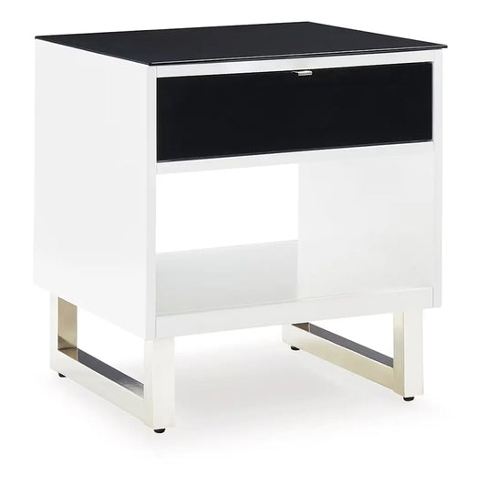 Gardoni - White / Black - Rectangular End Table