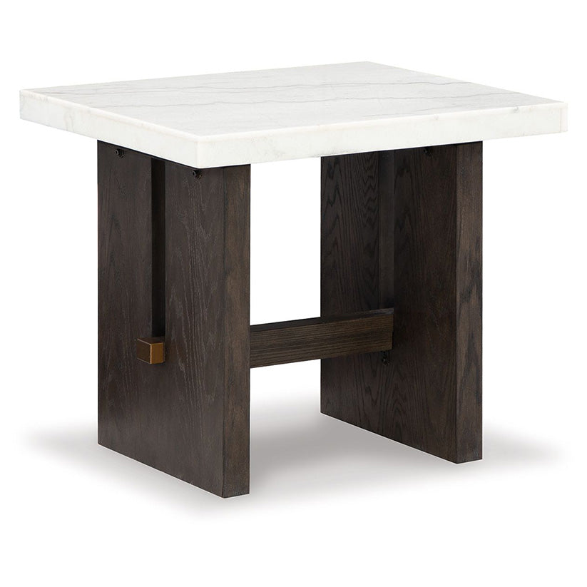 Burkhaus - White/dark Brown - Rectangular End Table