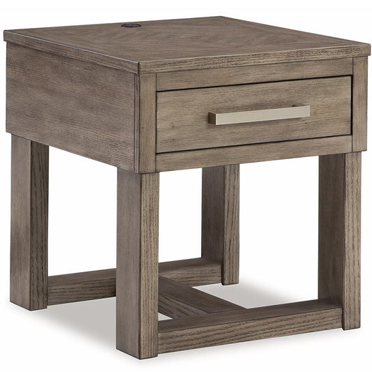 Loyaska - Grayish Brown - Rectangular End Table