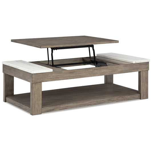 Loyaska - Grayish Brown / White - Lift Top Cocktail Table