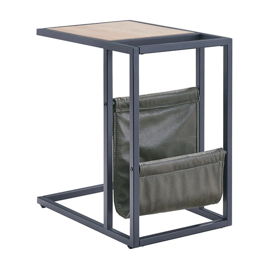 Freslowe - Light Brown / Black - Chair Side End Table With Magazine Basket