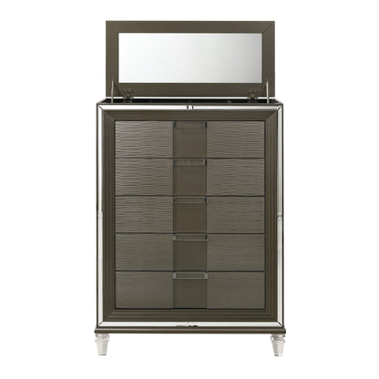 Twenty Nine - 5-Drawer Flip-Top Chest - Dark Brown