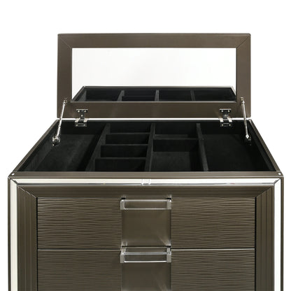 Twenty Nine - 5-Drawer Flip-Top Chest - Dark Brown