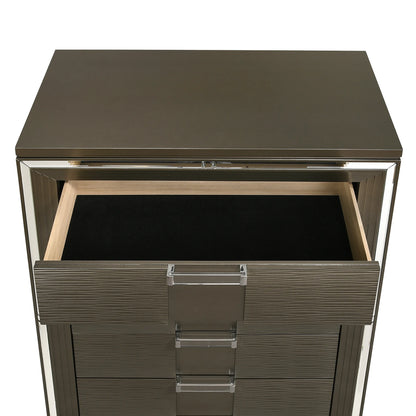Twenty Nine - 5-Drawer Flip-Top Chest - Dark Brown