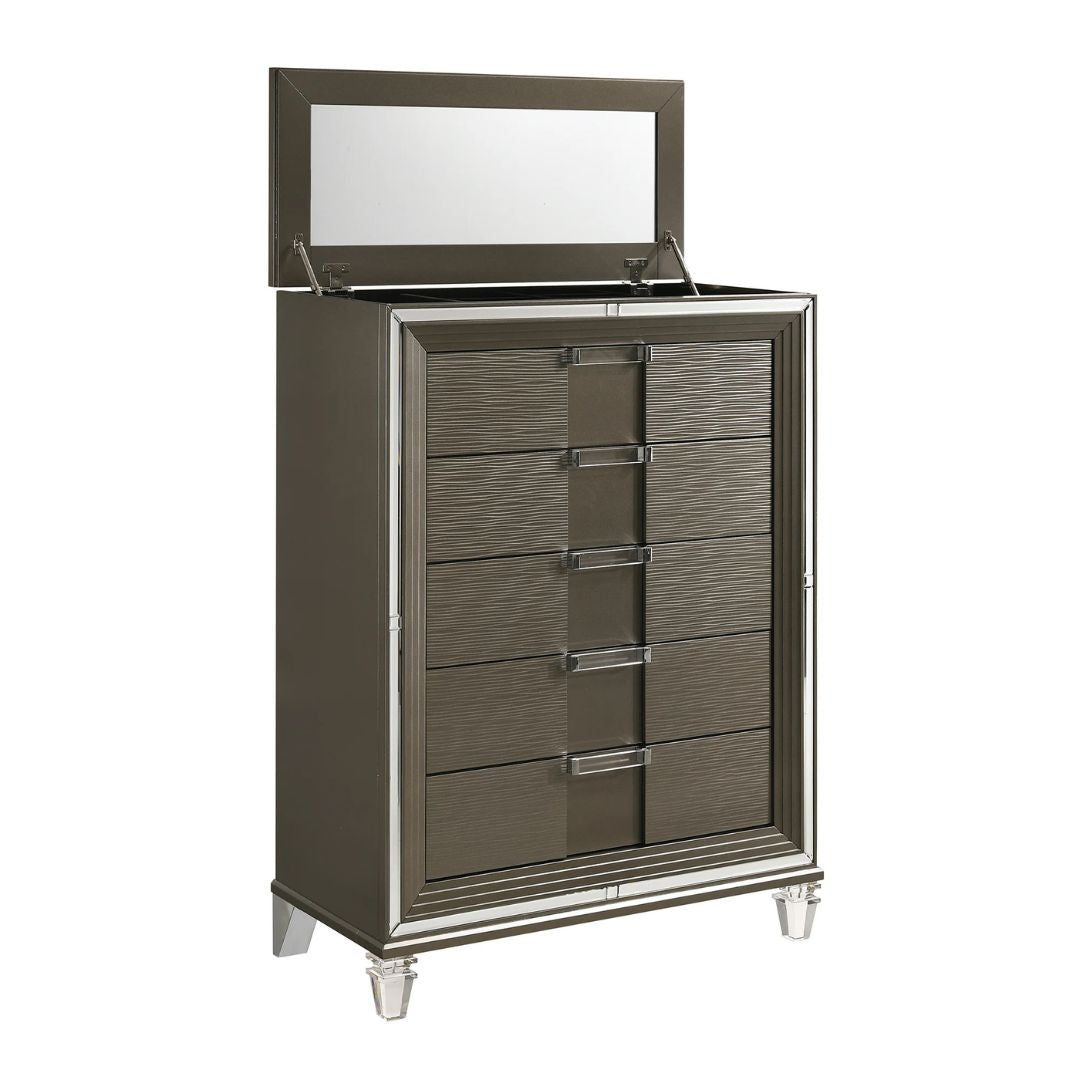Twenty Nine - 5-Drawer Flip-Top Chest - Dark Brown