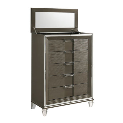 Twenty Nine - 5-Drawer Flip-Top Chest - Dark Brown