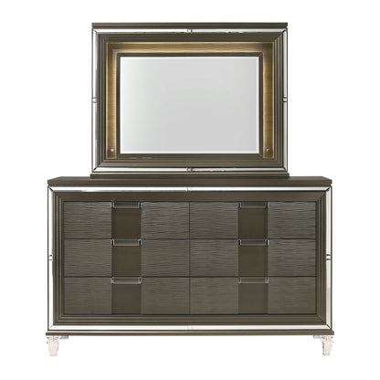 Twenty Nine - 6-Drawer Dresser With Mood Lighting Mirror - Dark Brown