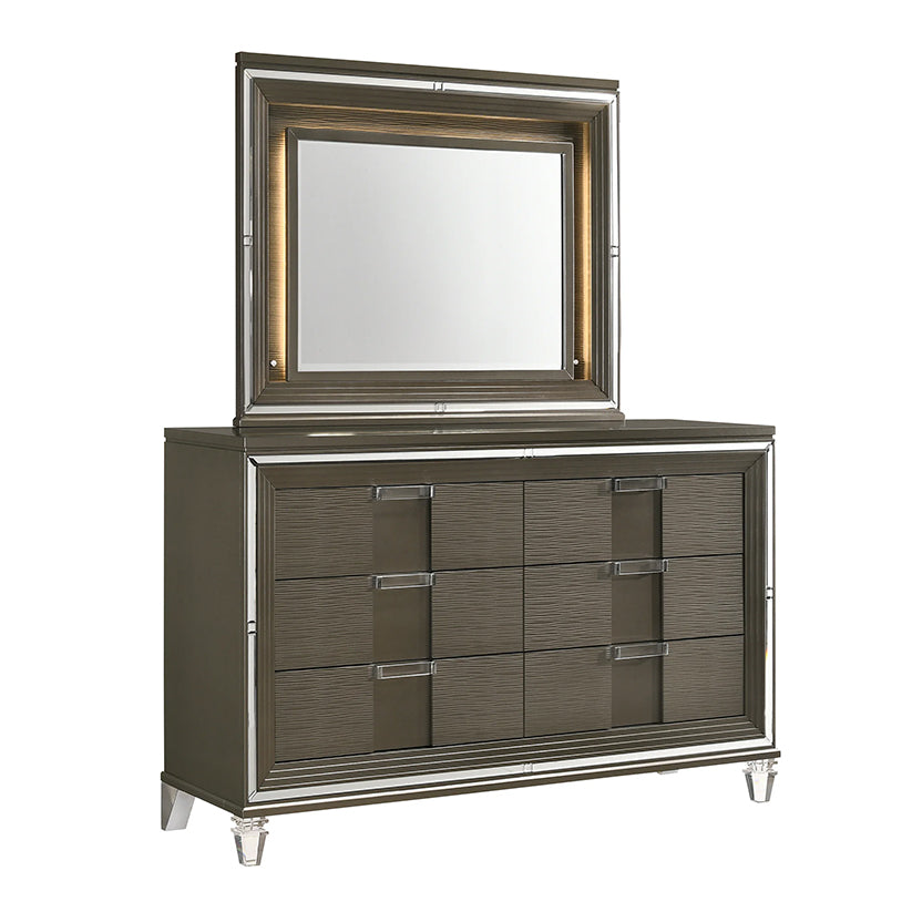 Twenty Nine - 6-Drawer Dresser With Mood Lighting Mirror - Dark Brown