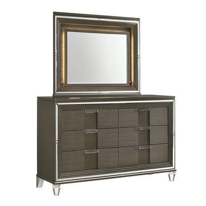 Twenty Nine - 6-Drawer Dresser With Mood Lighting Mirror - Dark Brown