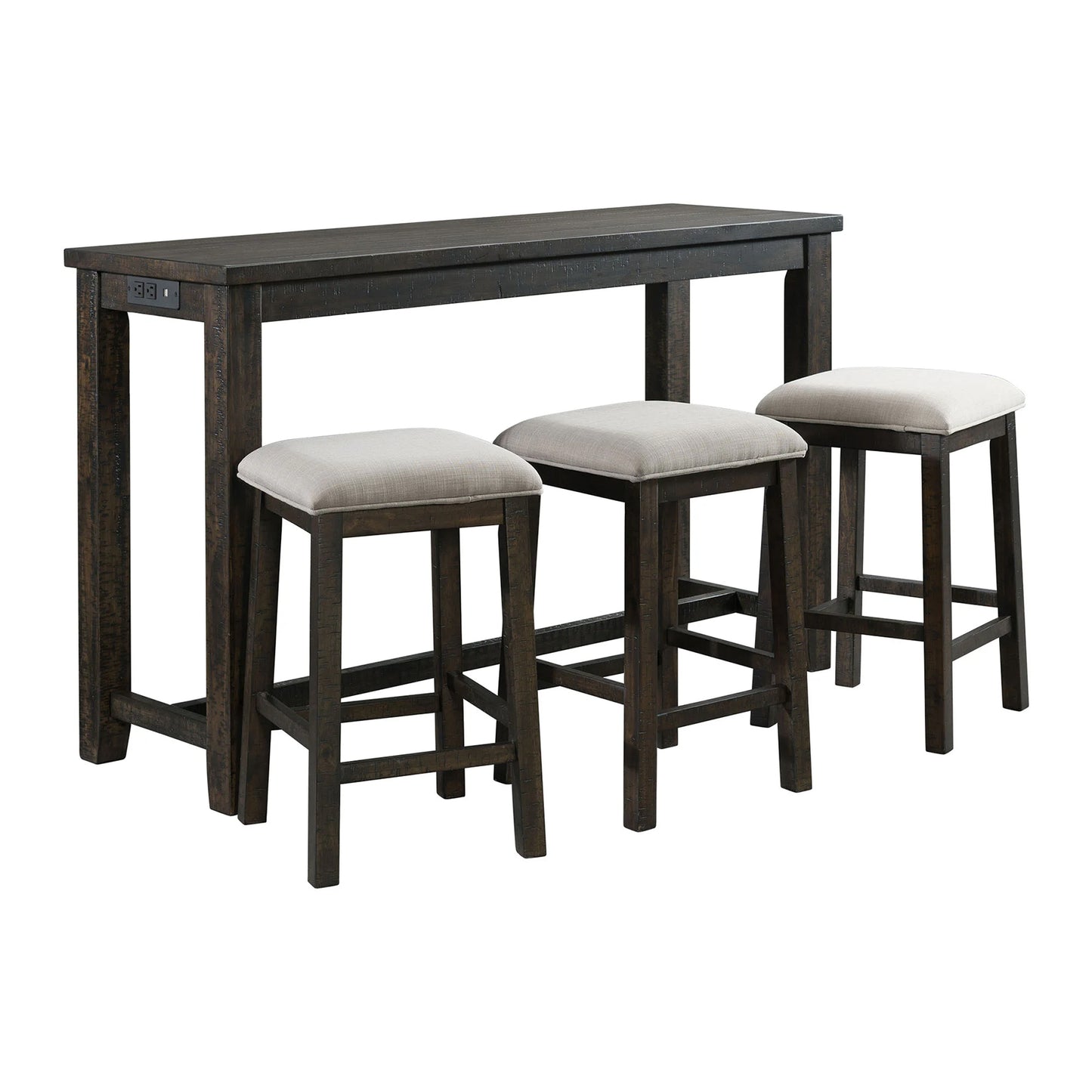Stone - Multipurpose Bar Table Set - Dark Walnut