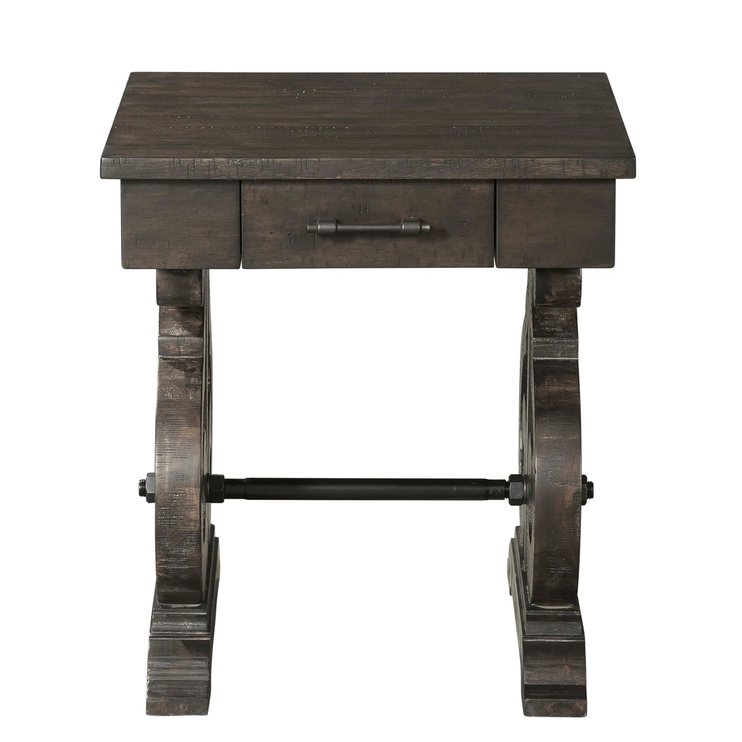 Stone - Chairside Table With PU Base - Dark Walnut