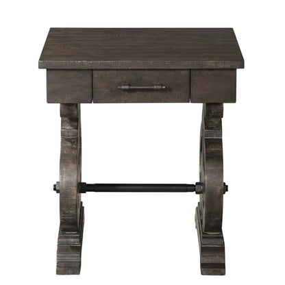 Stone - Chairside Table With PU Base - Dark Walnut
