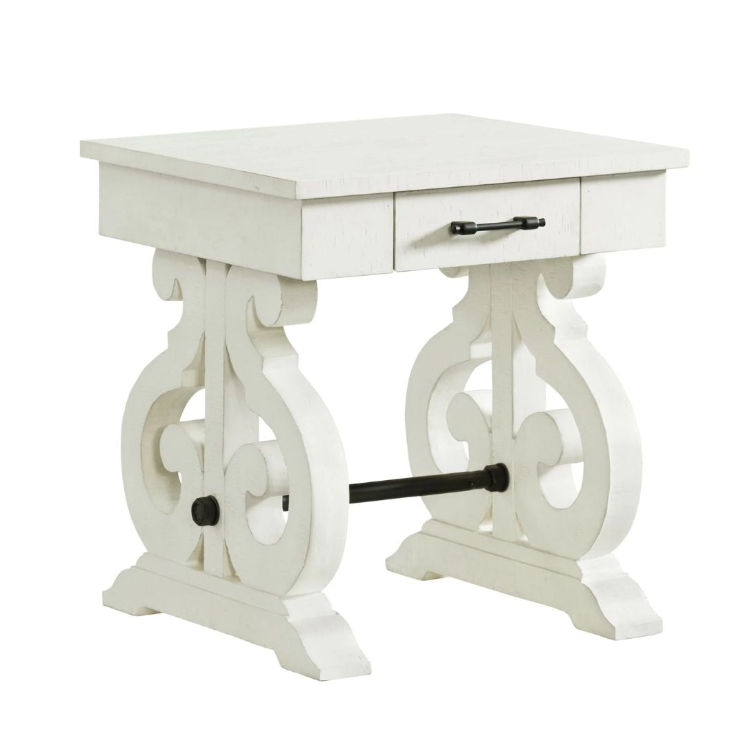 Stone - Occasional Square Side Table With PU Base - White