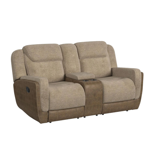 Hornet - Motion Loveseat With Console - Rancho Beige