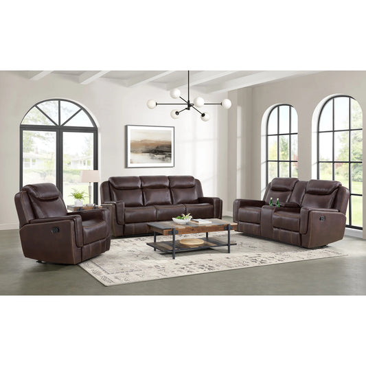 Panther - 3 Piece Living Room Set (Sofa, Loveseat & Recliner) - Neono Brown