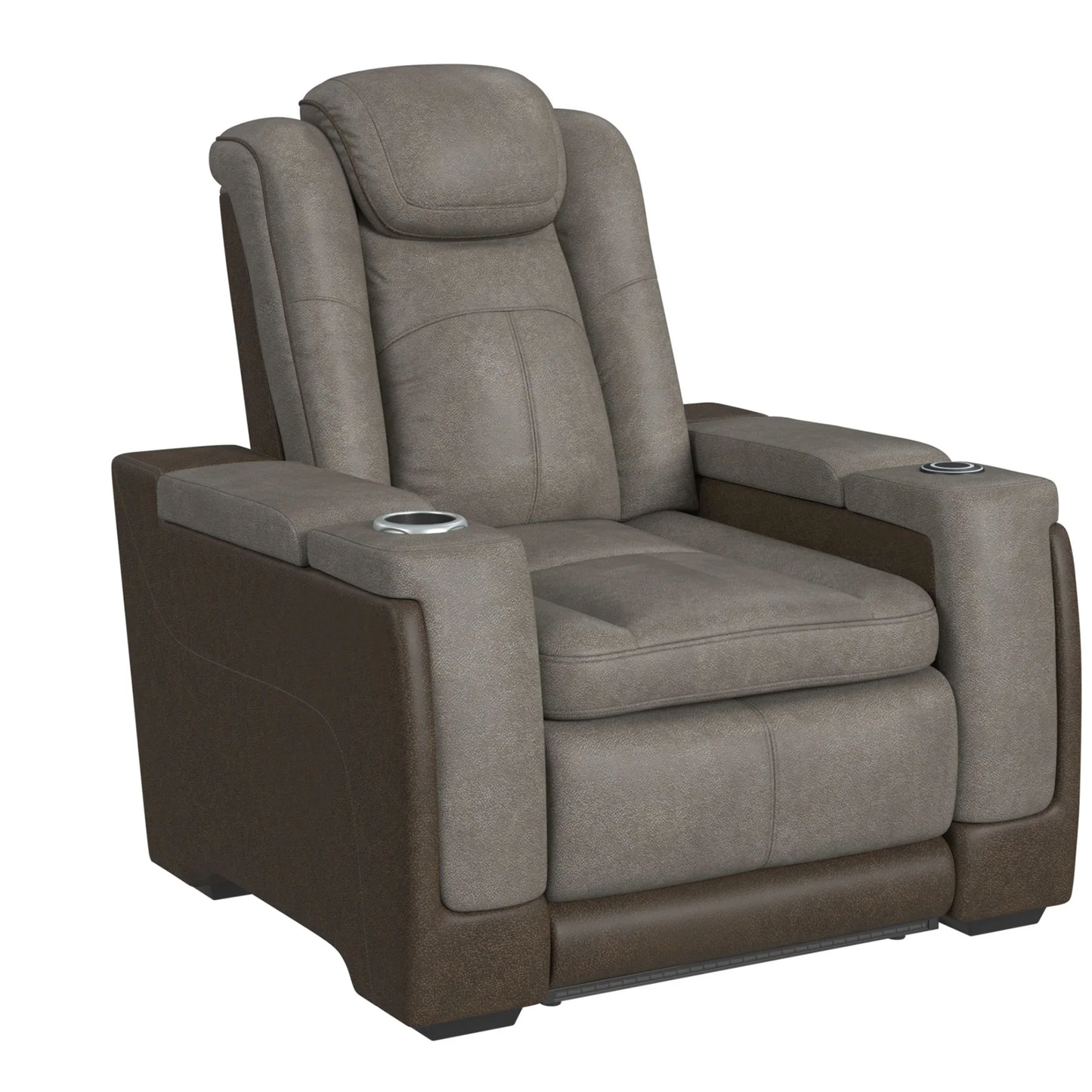 Lantana - Power Motion Recliner With Power Headrest, LED , Wireless Charger And Cup Holder - Rocky Gray/Brown