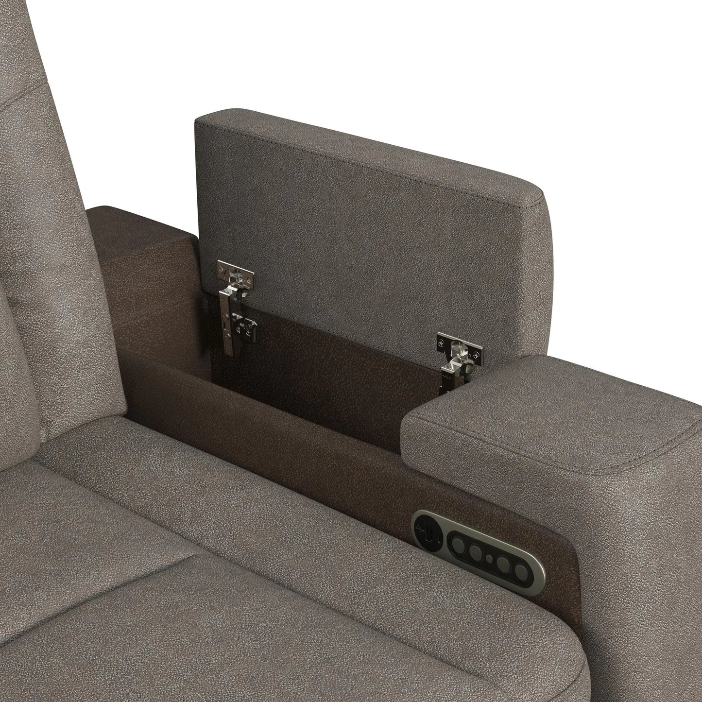 Lantana - Power Motion Sofa With Power Headrest, LED, Ddt, Reading Light And PWS - Rocky Gray/Brown