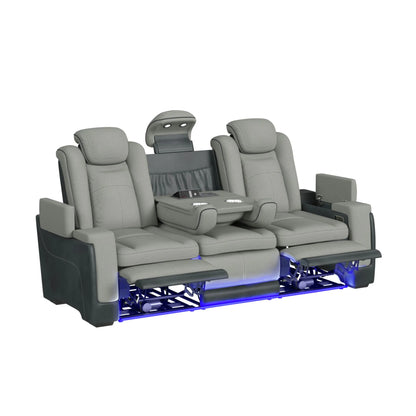 Lantana - Power Motion Sofa With Power Headrest, LED, DDT, Reading Light And Pws - Rocky Cement / Charcoal