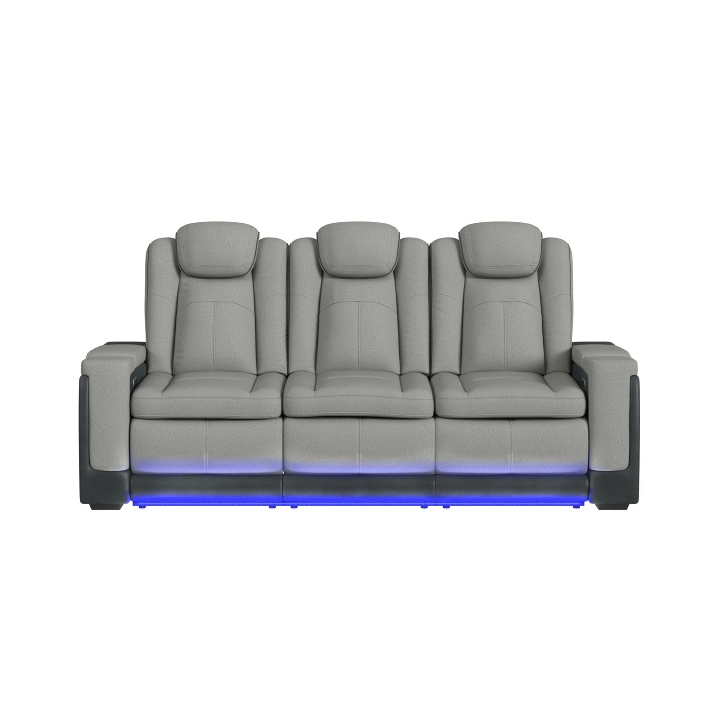 Lantana - Power Motion Sofa With Power Headrest, LED, DDT, Reading Light And Pws - Rocky Cement / Charcoal