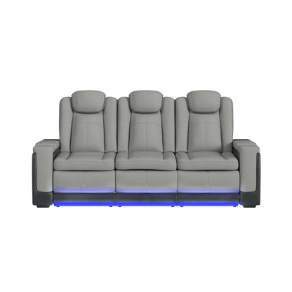 Lantana - Power Motion Sofa With Power Headrest, LED, DDT, Reading Light And Pws - Rocky Cement / Charcoal