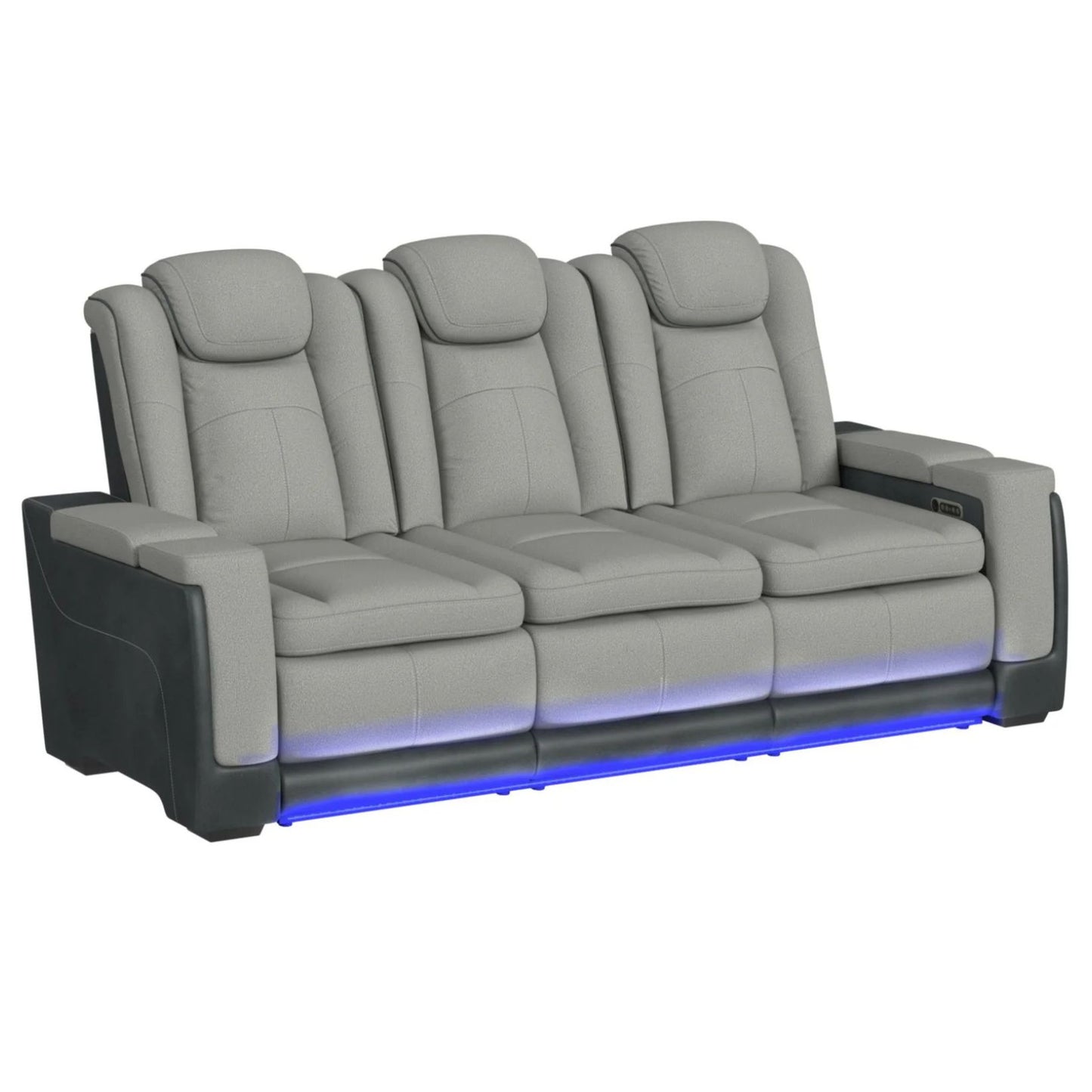 Lantana - Power Motion Sofa With Power Headrest, LED, DDT, Reading Light And Pws - Rocky Cement / Charcoal
