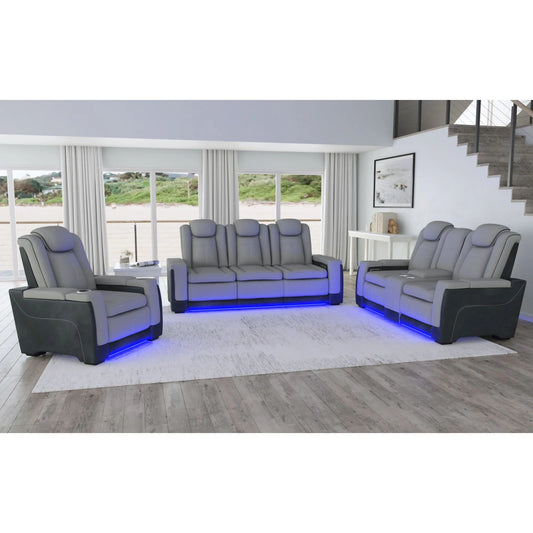 Lantana - 3 Piece Living Room Set (Sofa, Loveseat & Recliner) - Charcoal