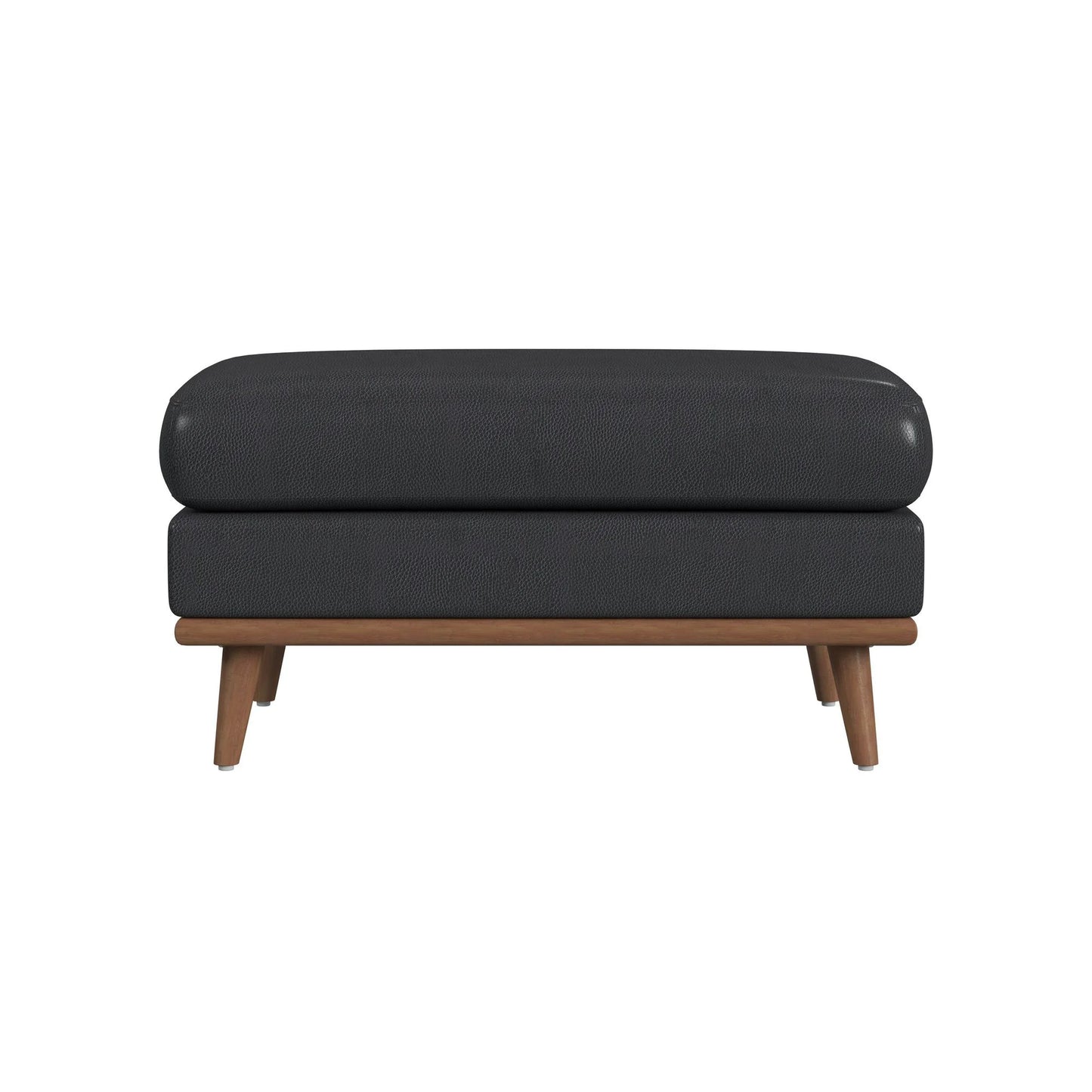 Horizon - Ottoman With Wood Base - Pebble Navy