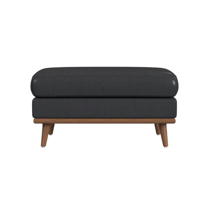 Horizon - Ottoman With Wood Base - Pebble Navy