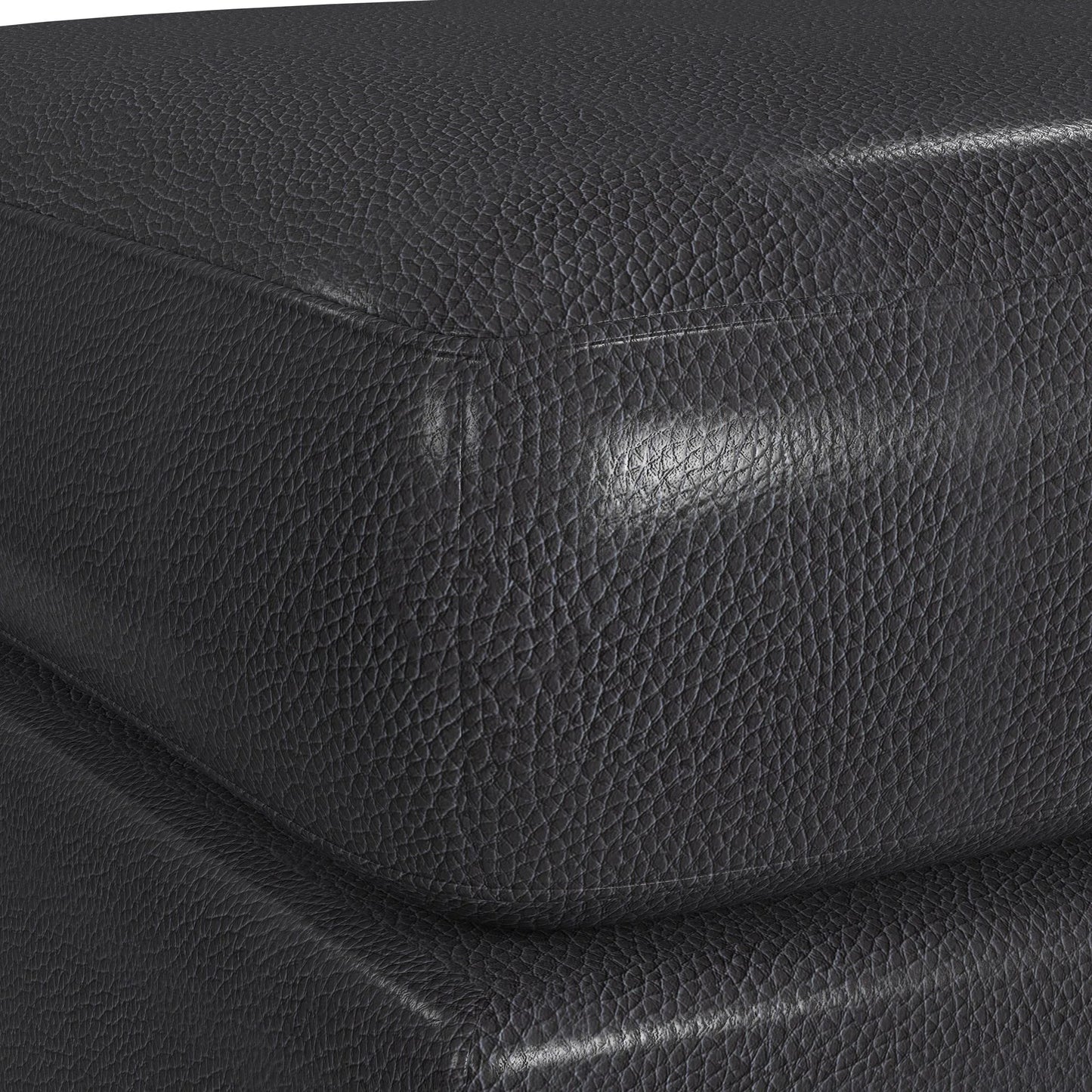 Horizon - Ottoman With Wood Base - Pebble Navy