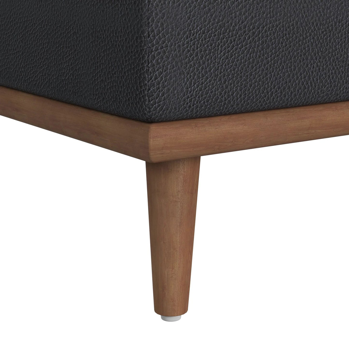 Horizon - Ottoman With Wood Base - Pebble Navy