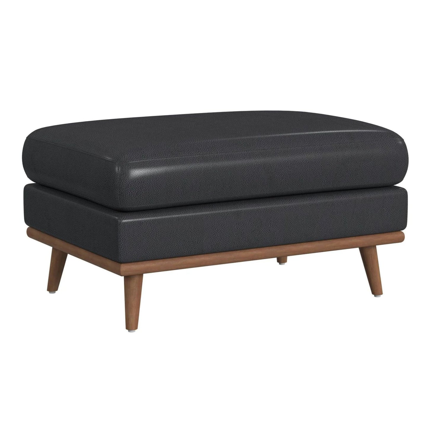 Horizon - Ottoman With Wood Base - Pebble Navy