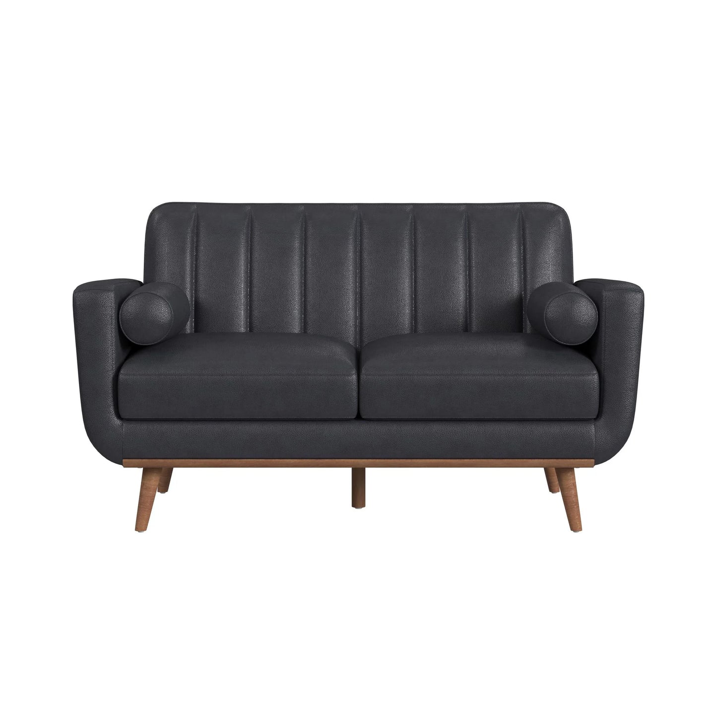 Horizon - Loveseat With Wood Front 2 Pillows - Pebble Navy