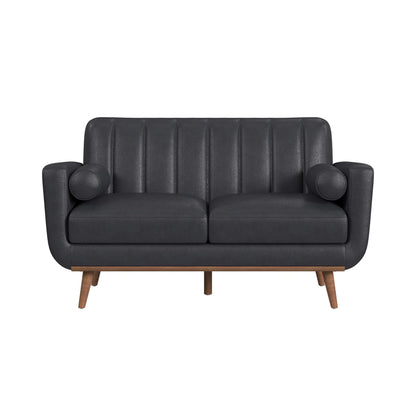 Horizon - Loveseat With Wood Front 2 Pillows - Pebble Navy