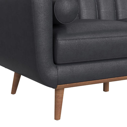 Horizon - Loveseat With Wood Front 2 Pillows - Pebble Navy