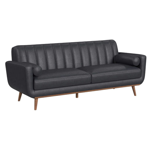 Horizon - Sofa With Wood Front And 2 Pillows - Pebble Navy